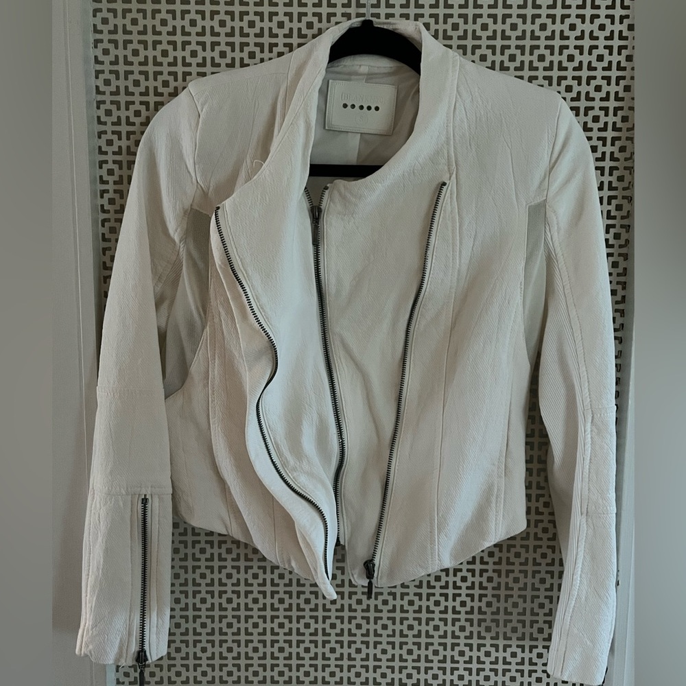White Mesh Panel Moto Style Jacket